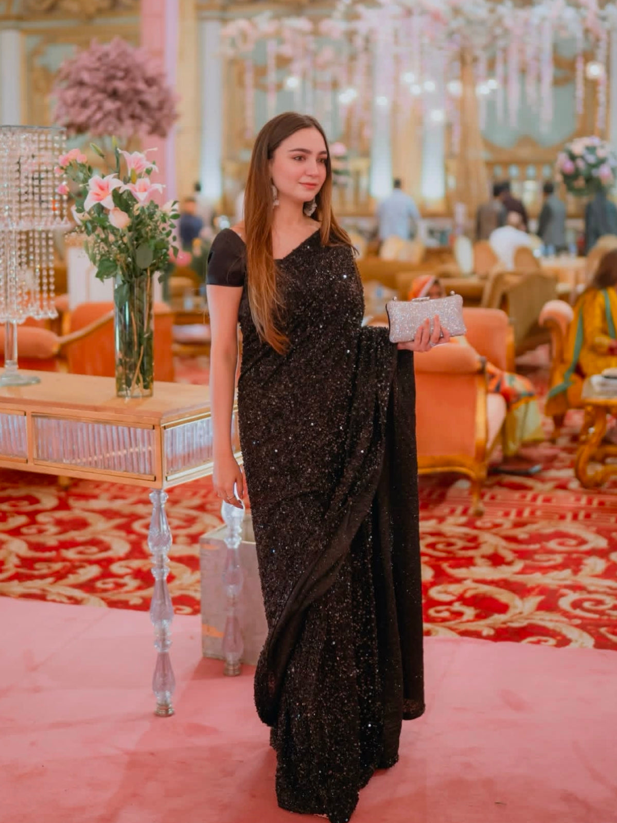 Elegant Black Moonlight Sequin Saree
