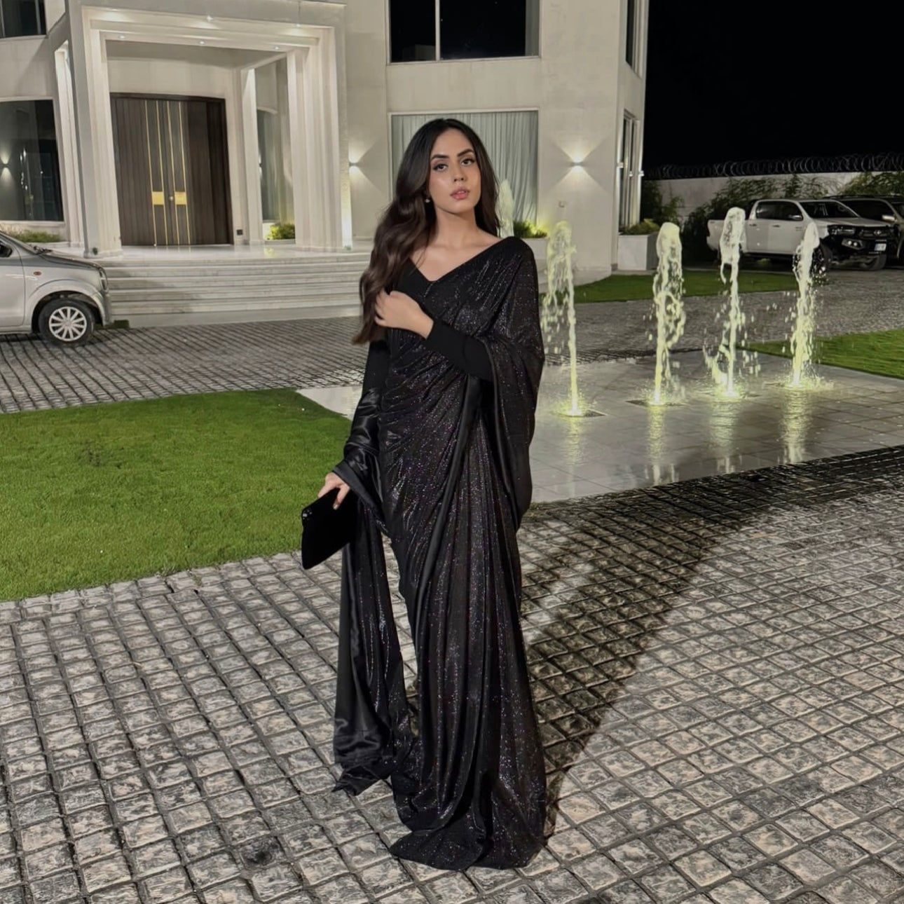 Sparkle Moonlight Saree – Glamorous Black Evening Wear