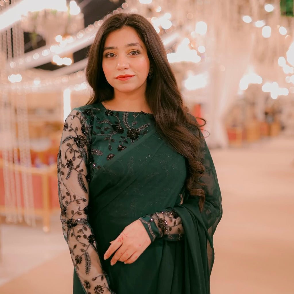 Chiffon Saree with Embroidered Net Blouse