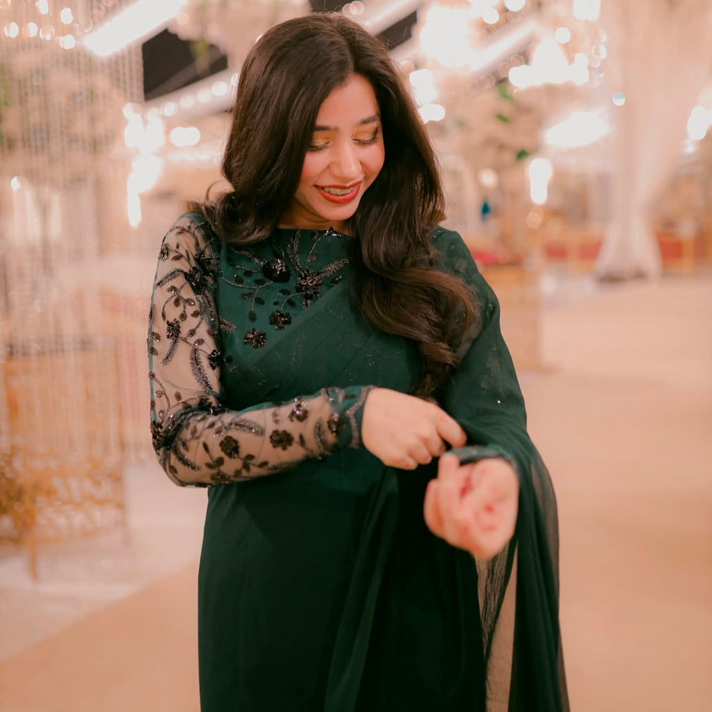 Chiffon Saree with Embroidered Net Blouse