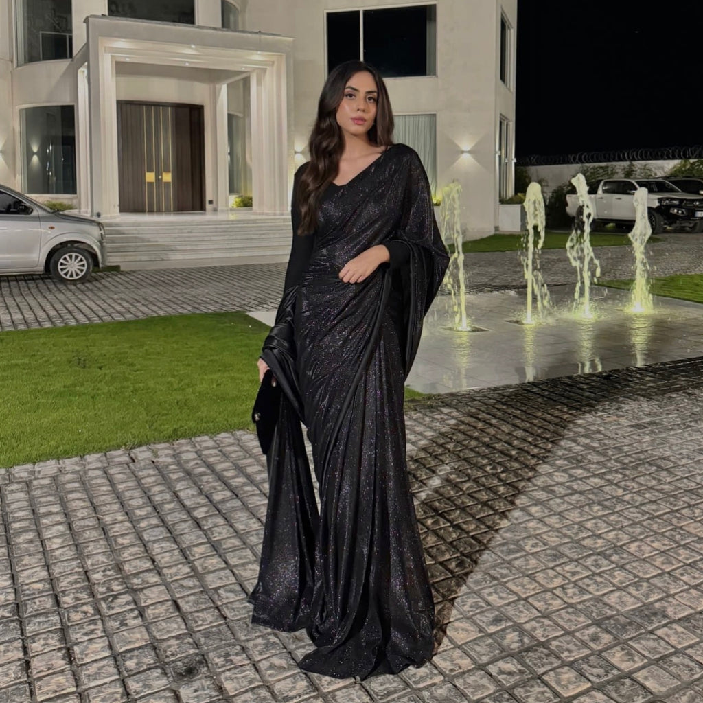 Sparkle Moonlight Saree – Glamorous Black Evening Wear