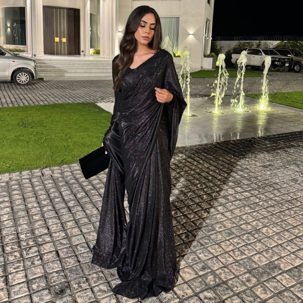 Sparkle Moonlight Saree – Glamorous Black Evening Wear