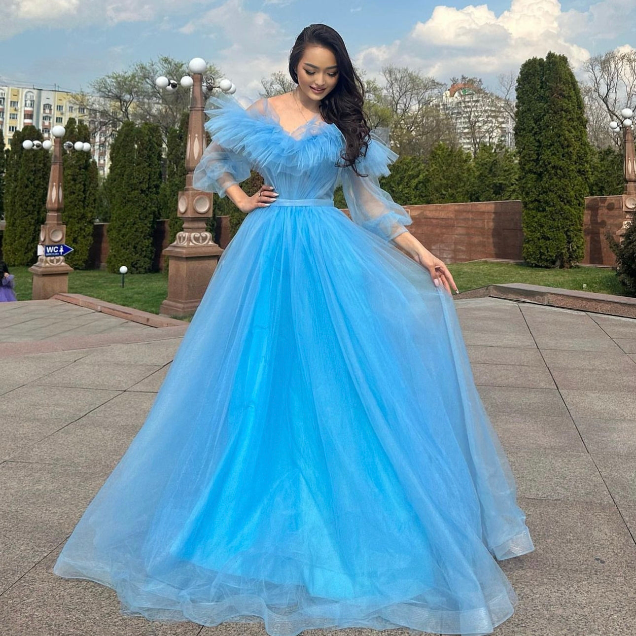 Fairy Blue Organza Maxi Dress