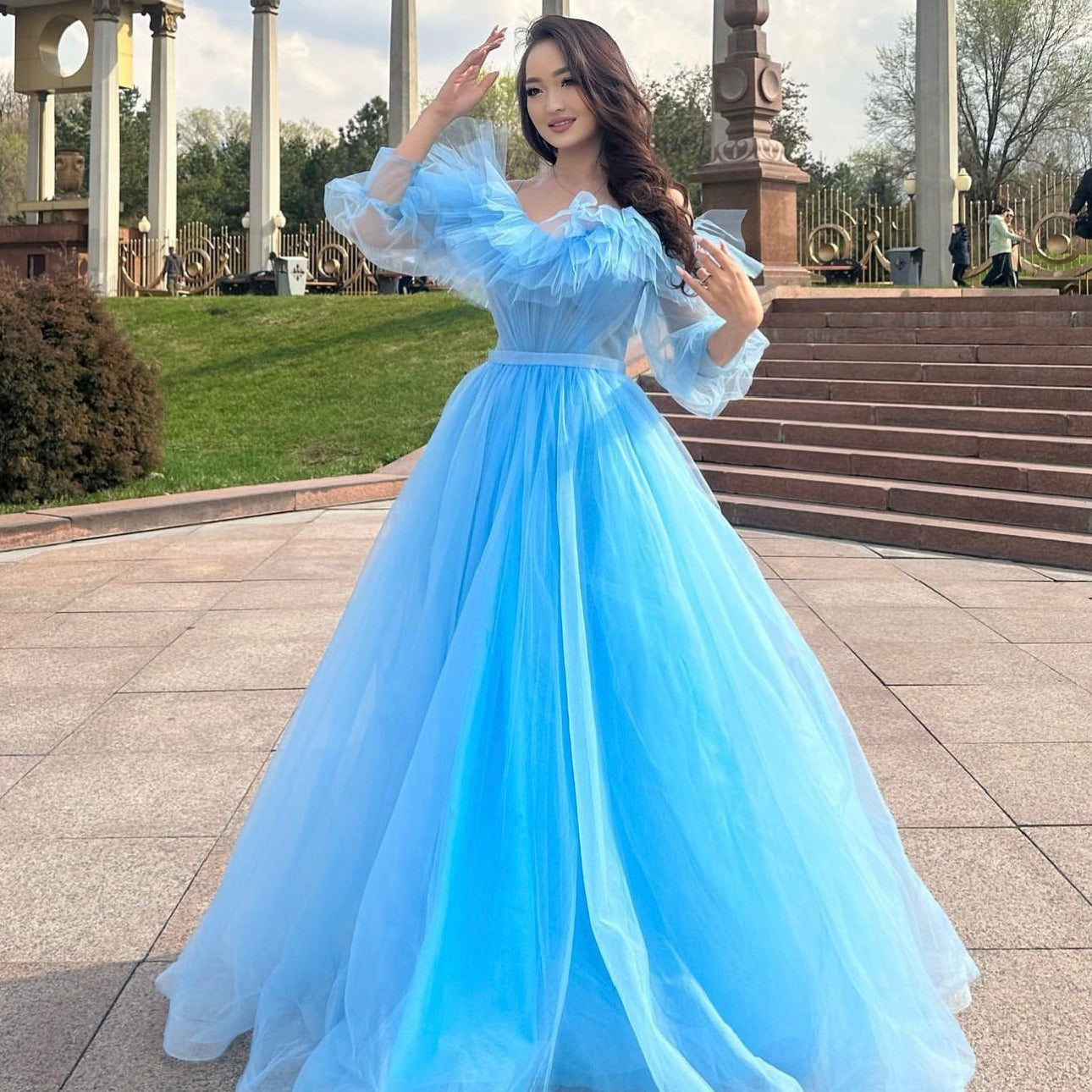 Fairy Blue Organza Maxi Dress