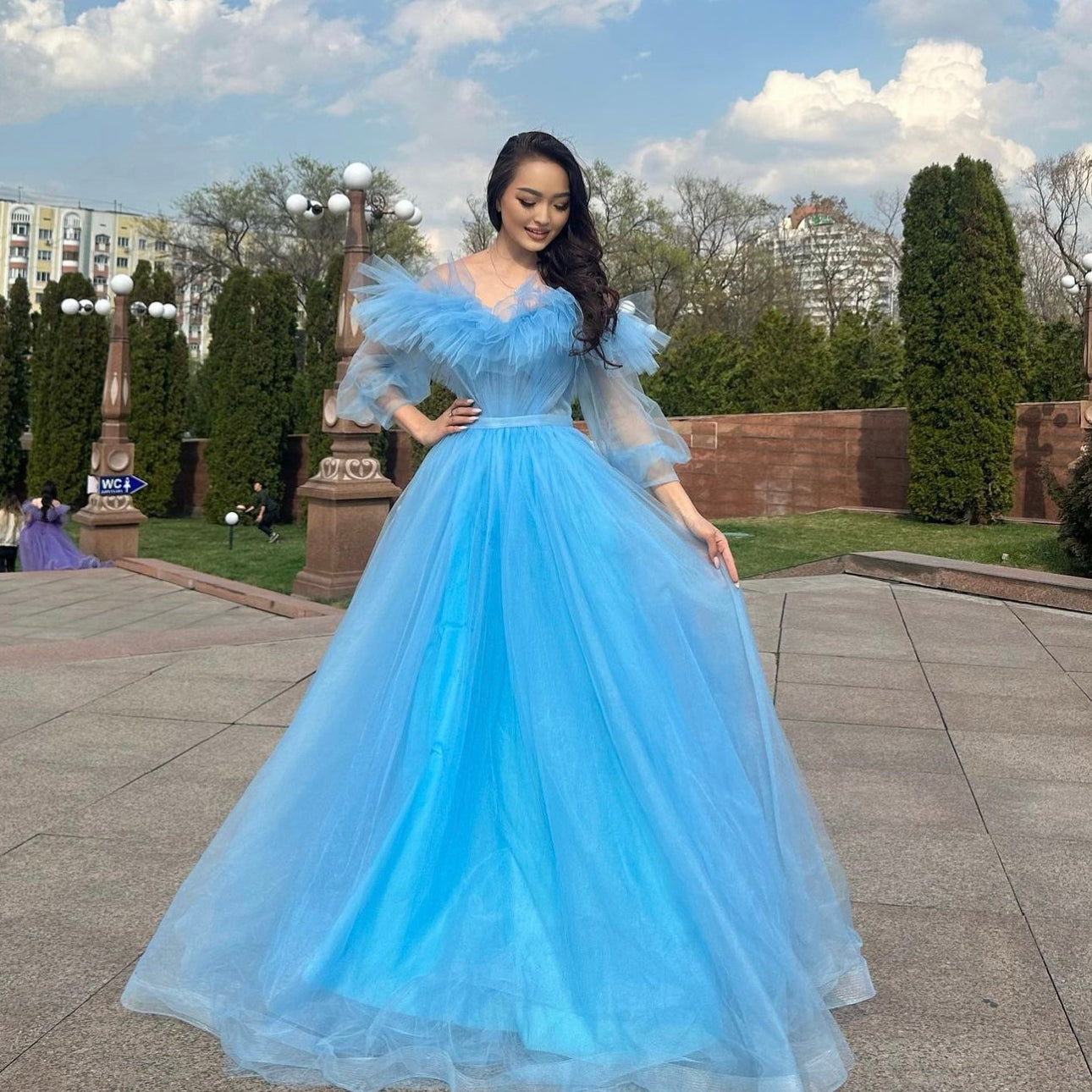 Fairy Blue Organza Maxi Dress